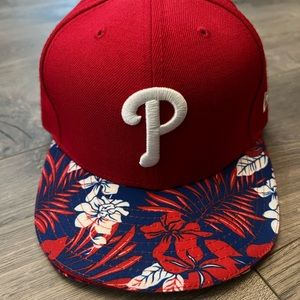 New Era 59/50 Phillies Hawaiian print Fitted Hat size 7 3/8
